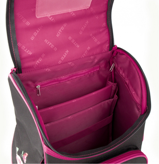 Рюкзак школьный каркасный Kite Education Hello Kitty для девочек 950 г 35х25х13 см 11.5 л Черный (HK20-501S) + пенал в подарок Фото