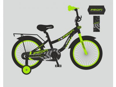 Велосипед детский PROF1 12д. T12152 (1шт)Space,черный,звонок,доп.колеса