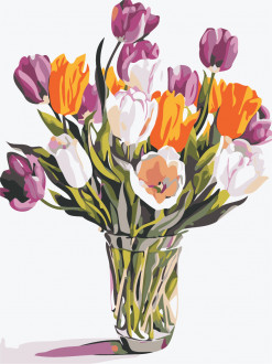 Роспись по номерам &quot;Разноцветные тюльпаны&quot; в термопакете 40*40см, ТМ ArtStory