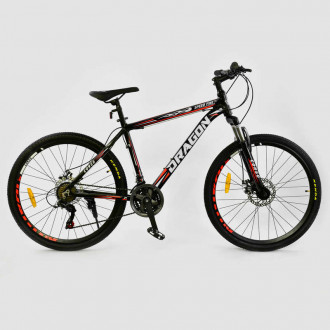 Велосипед Спортивный CORSO 26&quot;дюймов JYT 010 - 7791 BLACK-RED DRAGON (1) Алюминий, 21 скорость