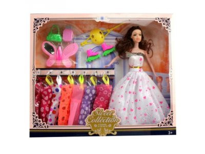 Кукла с нарядом 521D-1 (24шт) 27см,платья,ролики,шлем,сумочка,расческа,микс вид,кор,38,5-32,5-5,5см