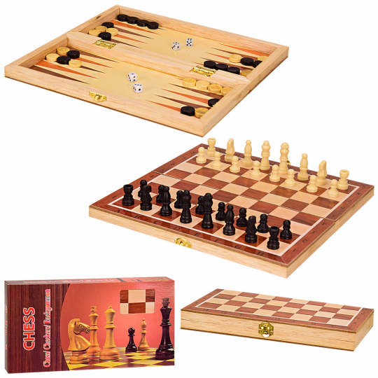 Шахматы деревянные 3 в 1 (S2416) Фото