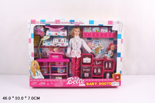 Кукла типа &quot;Барби&quot;Доктор&quot; пупс,кукол,пеленаль.столы,чемод,мед ин-ты, кор. 33*7*46см /24-2/ Фото
