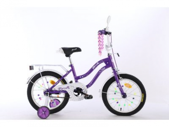 Велосипед детский PROF1 18д. XD1893 (1шт) Star, фиолетовый,свет,звонок,зерк.,доп.колеса Фото