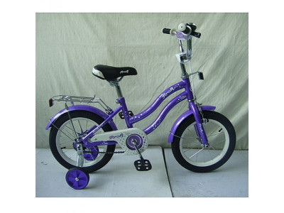Велосипед детский PROF1 14д. L1493 (1шт) Star, фиолетовый,зеркало,звонок,доп.колеса