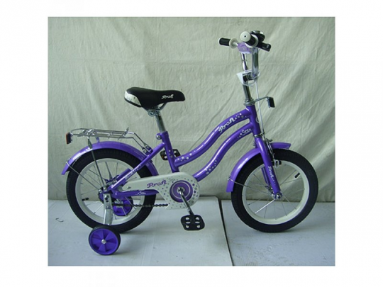 Велосипед детский PROF1 14д. L1493 (1шт) Star, фиолетовый,зеркало,звонок,доп.колеса Фото