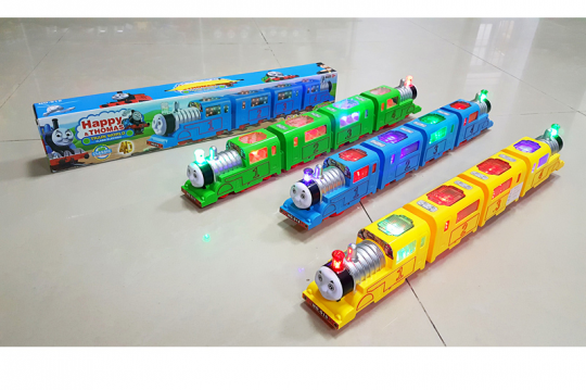 Поезд батар. ТОМАС S18 (48шт/2) 3 цвета, свет, звук, в коробке 53*6*9см Фото