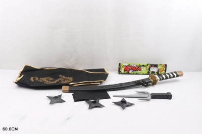 Набор оружия NINJA ZPN60-11 (120шт/2) сюрикены, кинжал, меч, в пакете 60см