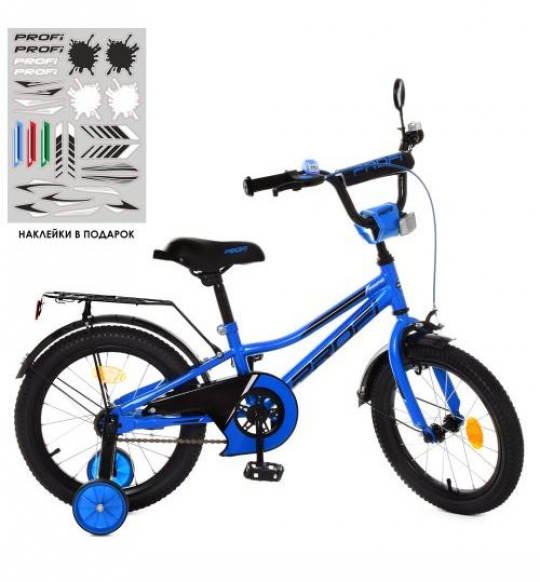 Велосипед детский PROF1 18д. Y18223 (1шт) Prime, синий,звонок,доп.колеса Фото