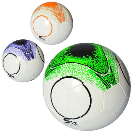 Мяч футбольный  размер 5, ПВХ 1, 8мм, 2слоя, 32панели, 300*320г, 3вида, в пак.(30шт) Фото