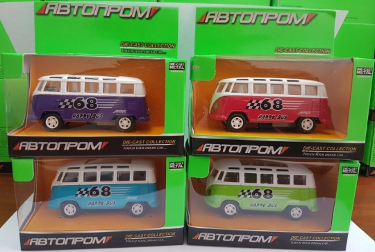 Автобус металл 7827 (96шт/2) &quot;АВТОПРОМ&quot; 4 цвета, в коробке 12*7*6см Фото