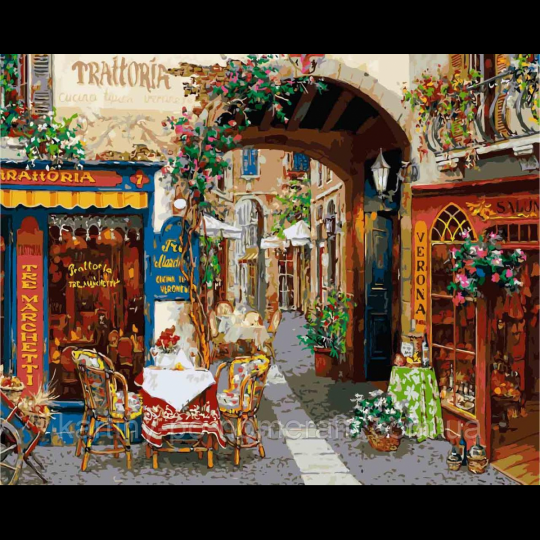Картина по номерам без коробки KHO2173 Волшебный переулок Худ Виктор Швайко (40 х 50 см) Идейка Фото