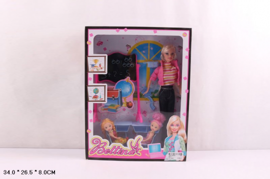 Кукла типа &quot;Барби&quot;Учительница&quot; с куколками и мебелью для школы, в кор. 34*26*8см /36-2/ Фото