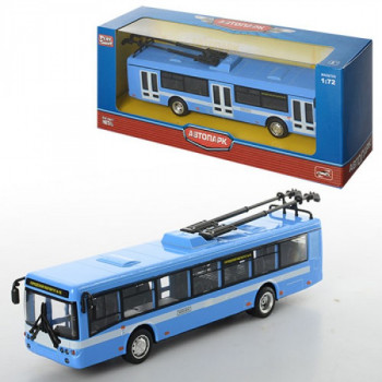 Троллейбус 6407B (96шт) металл, инер-й, 16-4,5-3,5см,1:72, рез.колеса, в кор-ке, 20-8-6см
