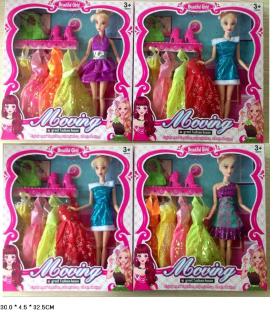 Кукла типа &quot;Барби &quot; YX030-04-05 (60шт/3) 3 вида, на шарнирах, с аксесс., обувью и набором платьев, в Фото