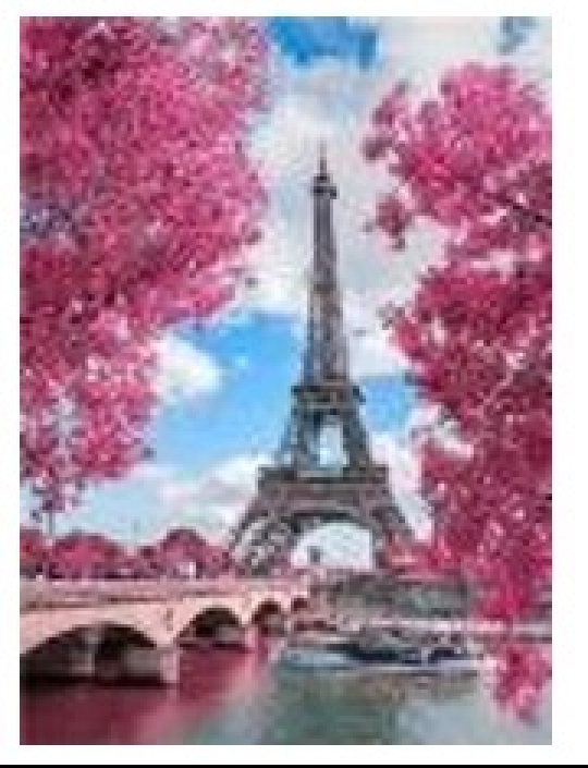 Картина по номерам &quot;Эйфелева башня в розов.листве&quot; 40*50см,крас.-акрил,кисть-3шт..(1*30) Фото
