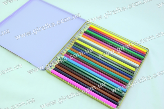 Цветные карандаши в железном пенале 24 цвета Фото