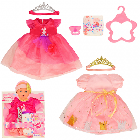 Одежла для кукол 2 вида,платье,корона,в пакете 22.5*31см Фото