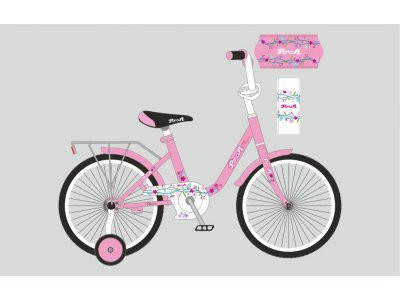Велосипед детский PROF1 18д. Y1881 (1шт) Flower, розовый,звонок,доп.колеса