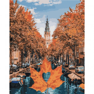 Картина по номерам Городской пейзаж &quot;Яркий Амстердам&quot;, в термопакете 40*50см