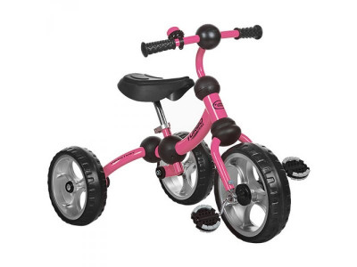 Велосипед M 3192-3 (1шт) три кол.EVA (11/9),рама-поворот,подшипн.,звоночек,розовый
