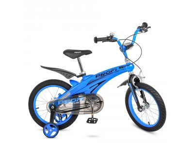 Велосипед детский PROF1 16д. LMG16125 (1шт) Projective,магнез.рама,синий, доп.колеса