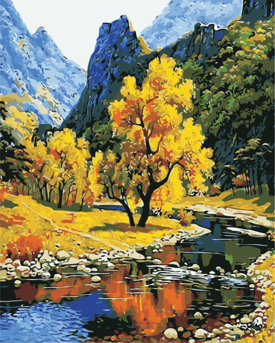 Роспись по номерам &quot;Осень в горах&quot; в кор. 40*50см, ТМ ArtStory Фото
