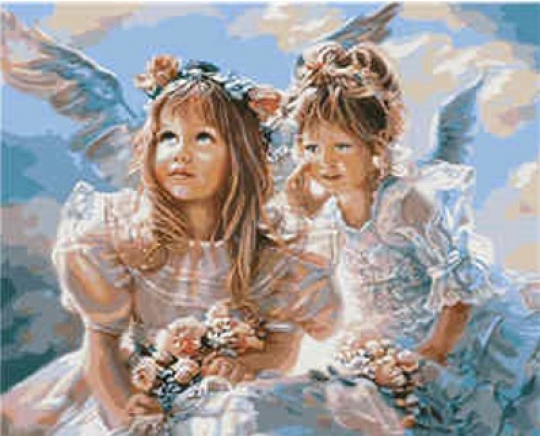 Набір для розпису по номерах VA-1664 &quot;Дві дівчинки-янгола&quot;, розміром 40х50 см Фото