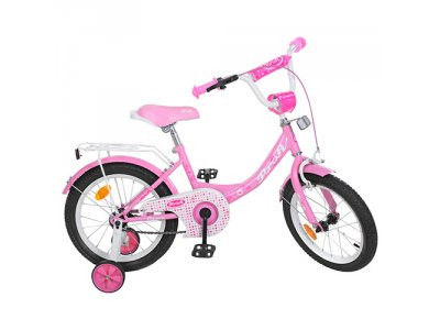 Велосипед детский PROF1 14д. Y1411 (1шт) Princess,розовый,звонок,доп.колеса