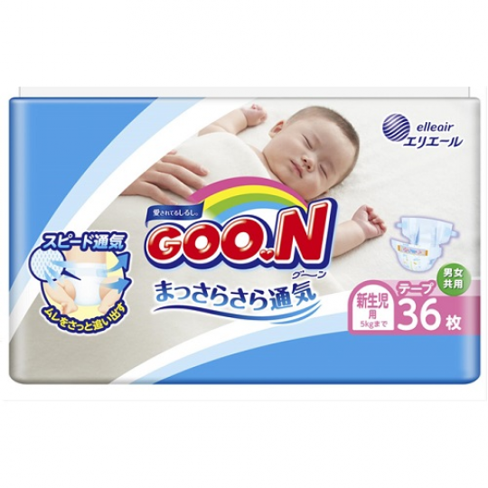 Подгузники GOO.N для новорожденных до 5 кг (размер SS, на липучках, унисекс, 36 шт) Фото