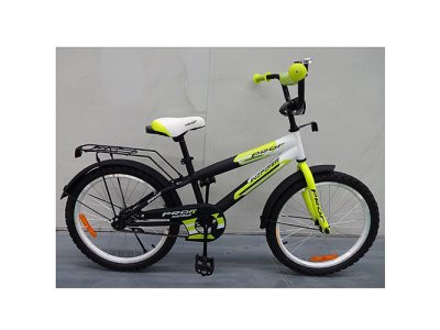 Велосипед детский PROF1 20д. G2054 (1шт) Inspirer,черно-бел-салат(мат),звонок,подножка