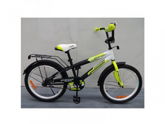 Велосипед детский PROF1 20д. G2054 (1шт) Inspirer,черно-бел-салат(мат),звонок,подножка Фото