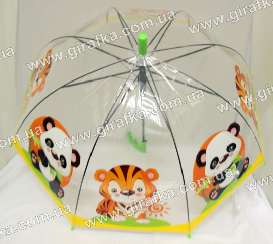 Зонт, 3 вида, животные, купол, прозрачная клеенка., в пакете. 67см Фото