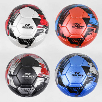 Мяч футбольный C 44449 (60) &quot;TK Sport&quot;, 4 вида, вес 350-370 грамм, материал TPE, баллон резиновый
