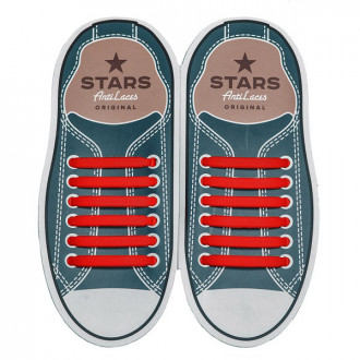 Силиконовые  шнурки AntiLaces Stars, 56,5 мм, 12 шт, красные