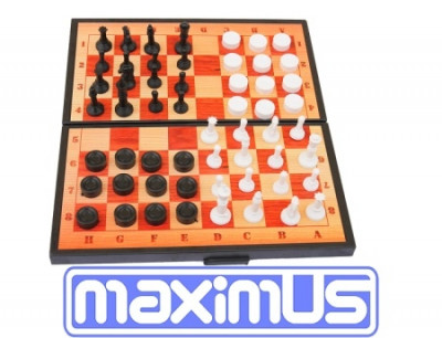 Шашки 3в1, (шашки + шахматы+нарды), в кор.22*12 см., ТМ MAXIMUS (30шт)