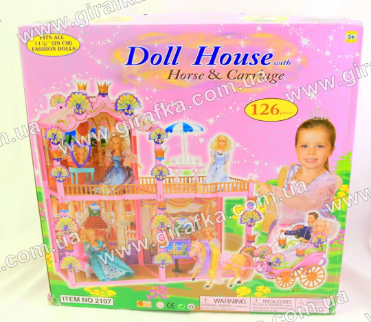 Домик для куклы 2107  2-х этажный с лошадью и каретой Фото