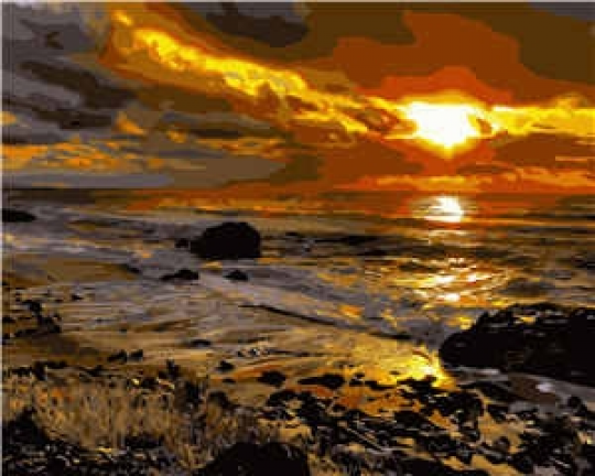 Набір для розпису по номерах VA-0309 &quot;Захід сонця біля моря&quot;, розміром 40х50 см Фото