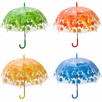 Зонт-трость детский прозранчый листок 97301