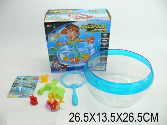 Водоплавающие игрушки JH6611D (36шт/3) рыба, растения, сачок, аквариум, батар, в кор.26, 5*13, 5*26, 5см Фото
