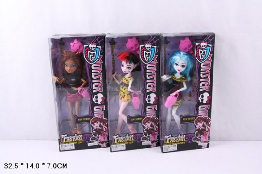 Кукла &quot;Monster High&quot; 3 вида, шарнирная, сумочка, расческа, в кор.32,5*14*7см  (96шт/2) Фото