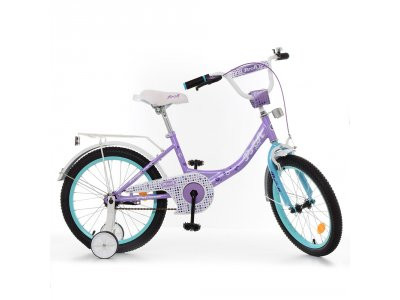 Велосипед детский PROF1 18д. Y1815 (1шт) Princess,сирен.-мятн.,звонок,доп.колеса