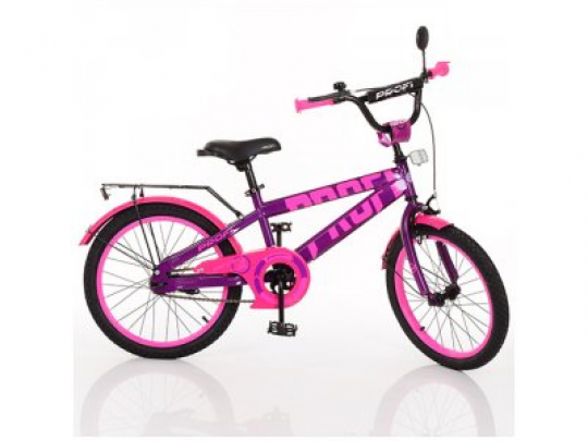 Велосипед детский PROF1 20д. T20174 (1шт) Flash,фиолетов.-розов.,звонок,подножка Фото