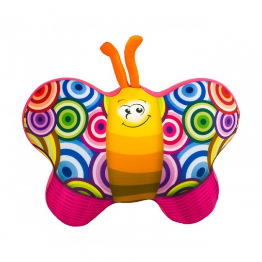 Игрушка антистресс с шариками подушка бабочка розовая Фото