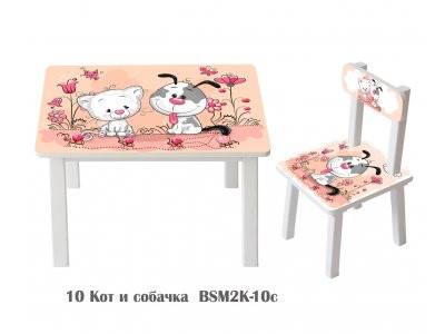 Детский стол и стул BSM2K-10c cat and dog - кот и собачка
