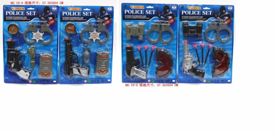 Полицейский набор 10-4/5 (120шт/2) 4 вида, пистолет, рация, наручники, компас, бинокль на планш.37, 3* Фото