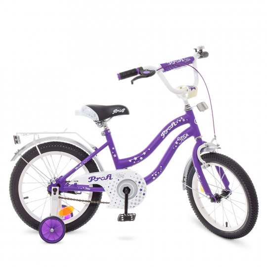 Велосипед детский PROF1 16д. Y1693 (1шт) Star,сирен.-сер,звонок,доп.колеса Фото