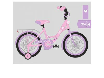 Велосипед детский PROF1 14д. Y1421 (1шт) Butterfly, розовый,звонок,доп.колеса