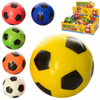 Мяч детский фомовый E4012 (288шт) 9,5см, футбол. 12шт(микс цветов) в дисплее, 38-28-10см