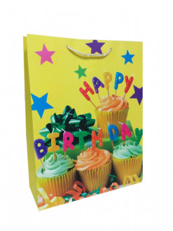 Пакет картон 200грм, &quot;Happy B-day cake №4&quot;, 31*42*12см
